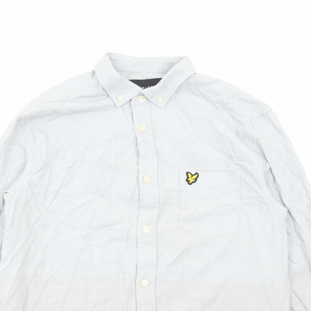 Lyle & Scott Mens Grey Cotton Button-Up Size S Collared Button