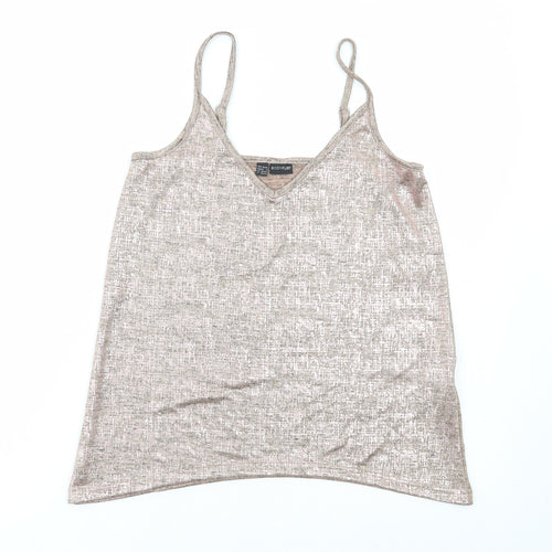 Body Flirt Womens Brown Polyester Camisole T-Shirt Size S V-Neck