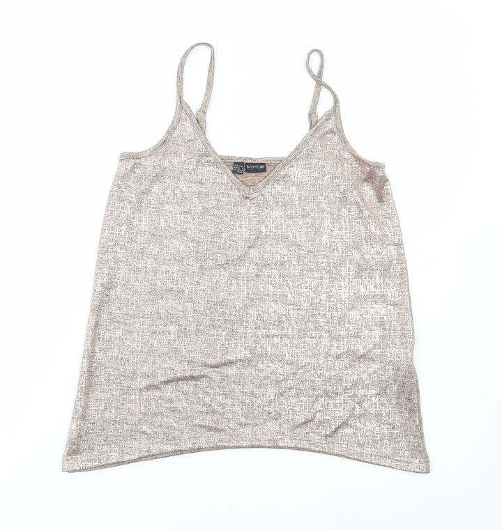 Body Flirt Womens Brown Polyester Camisole T-Shirt Size S V-Neck