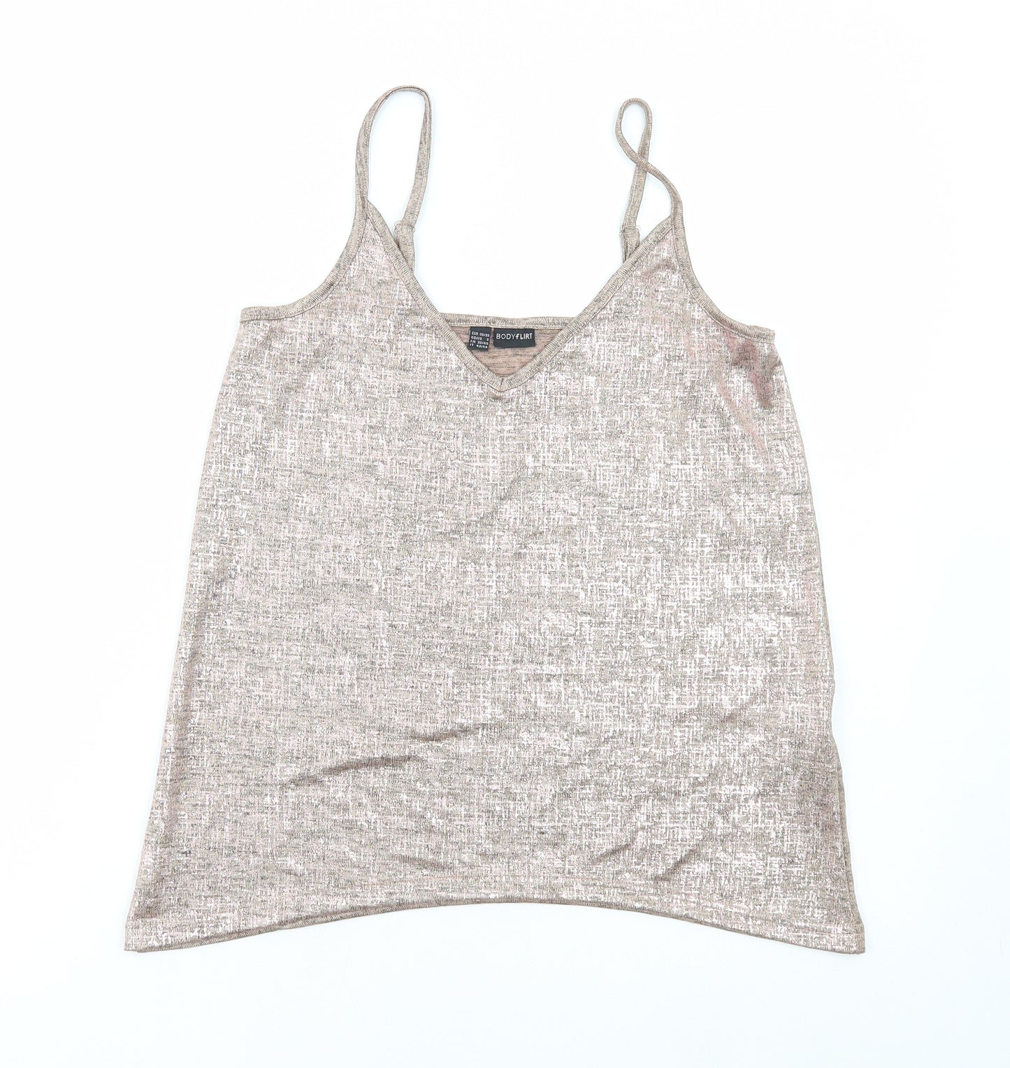 Body Flirt Womens Brown Polyester Camisole T-Shirt Size S V-Neck