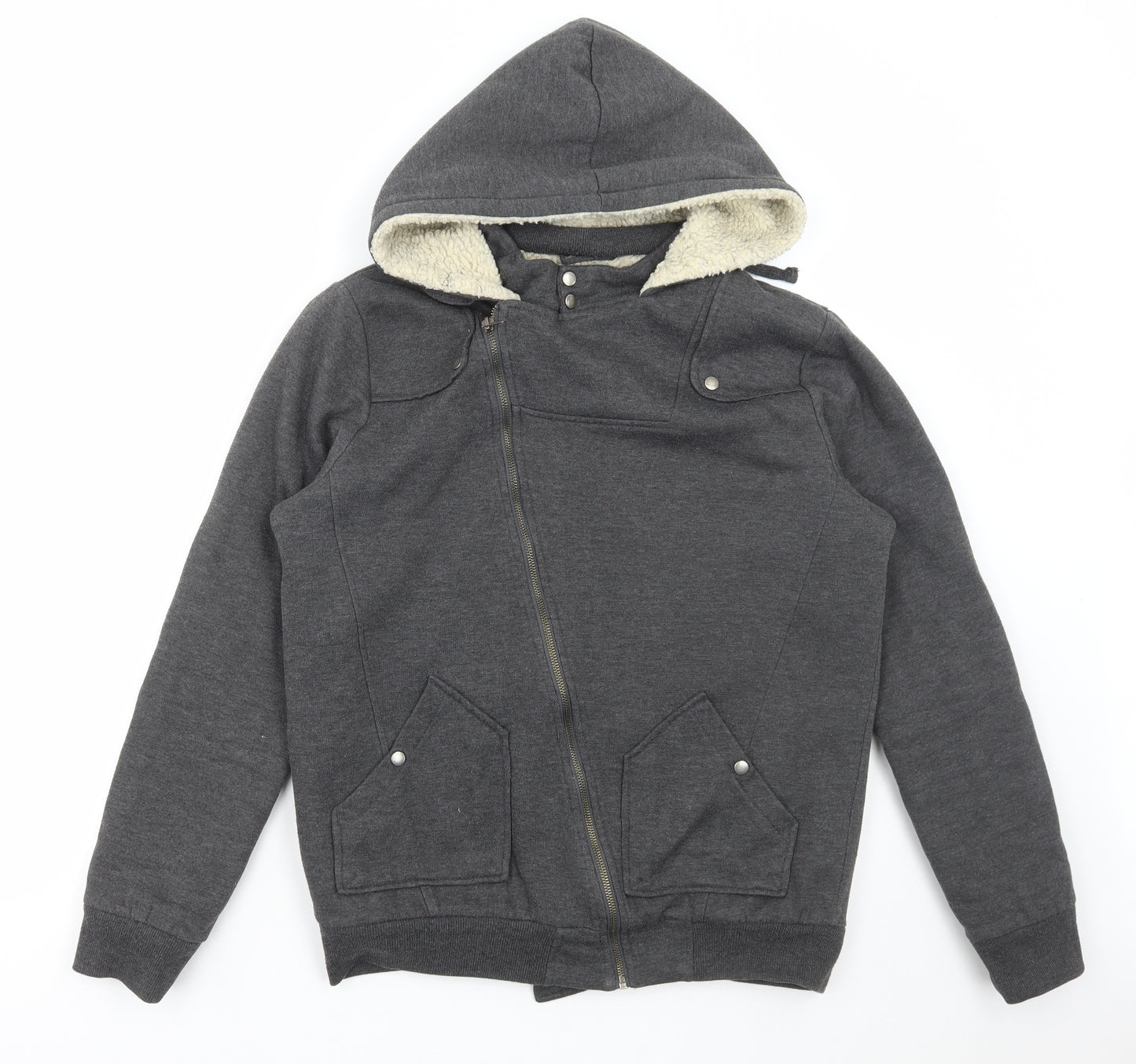 New Look Womens Grey Polyester Full Zip Sweatshirt Size M Zip