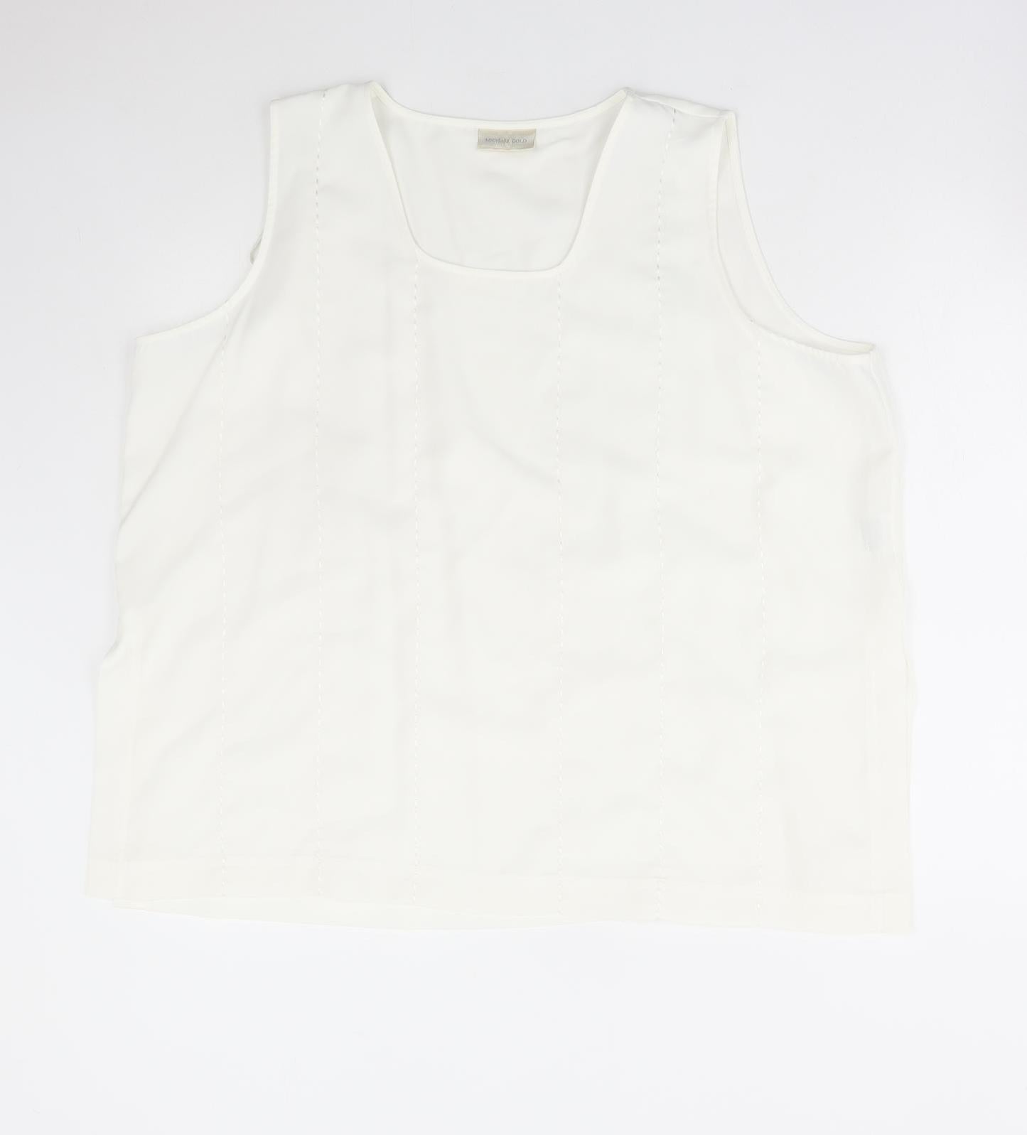Michael Gold Womens Ivory Polyester Basic Blouse Size 22 Scoop Neck