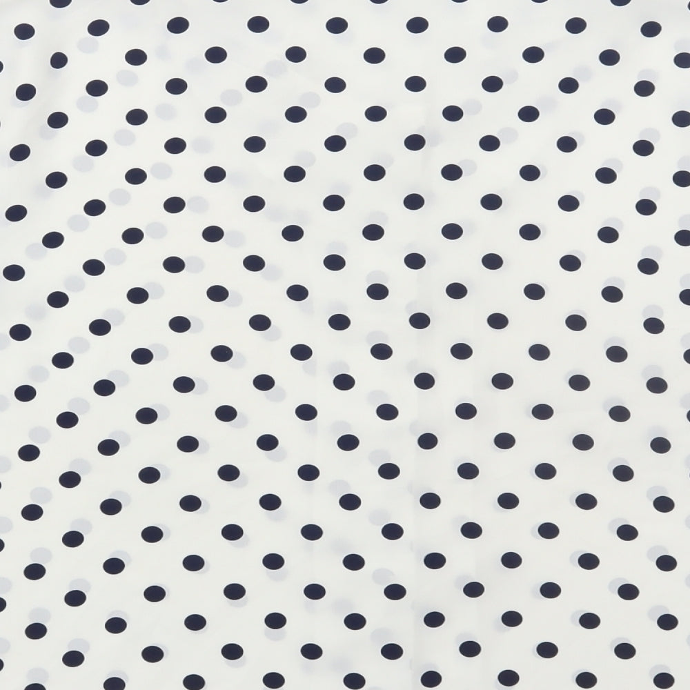 Leisure Inc Womens White Polka Dot Polyester Basic Blouse Size 16 Round Neck