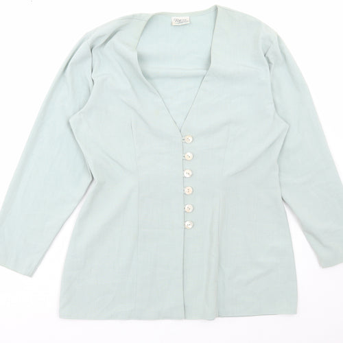 Rebecca Sheldon Womens Green Jacket Blazer Size 14 Button