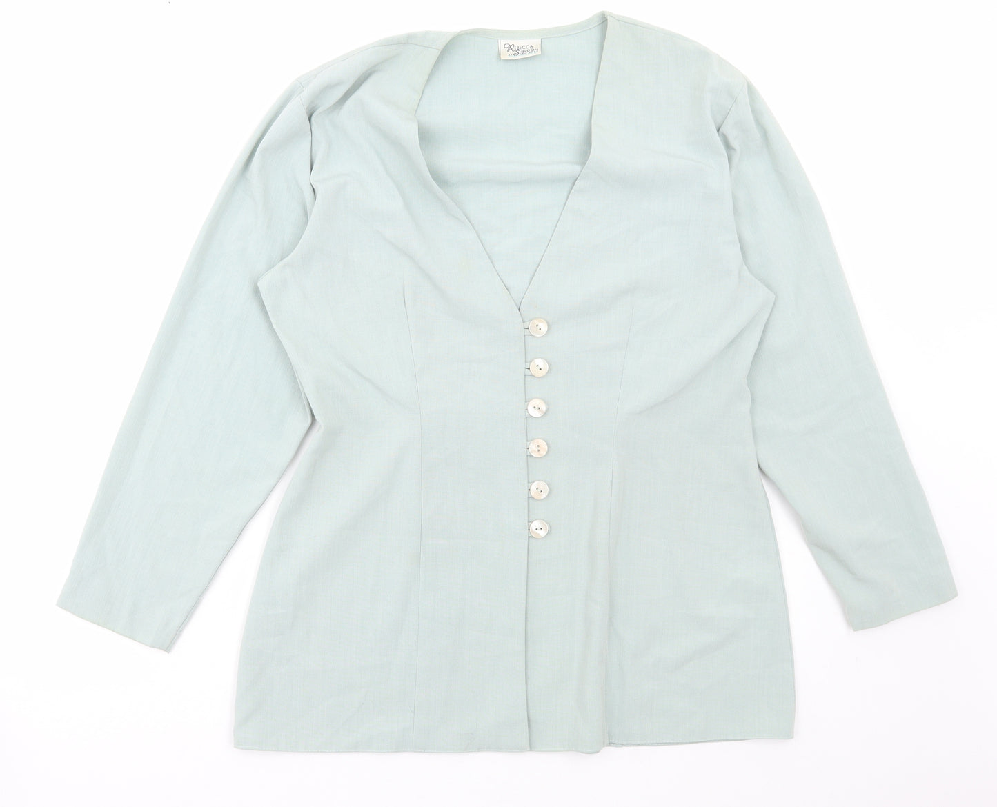 Rebecca Sheldon Womens Green Jacket Blazer Size 14 Button