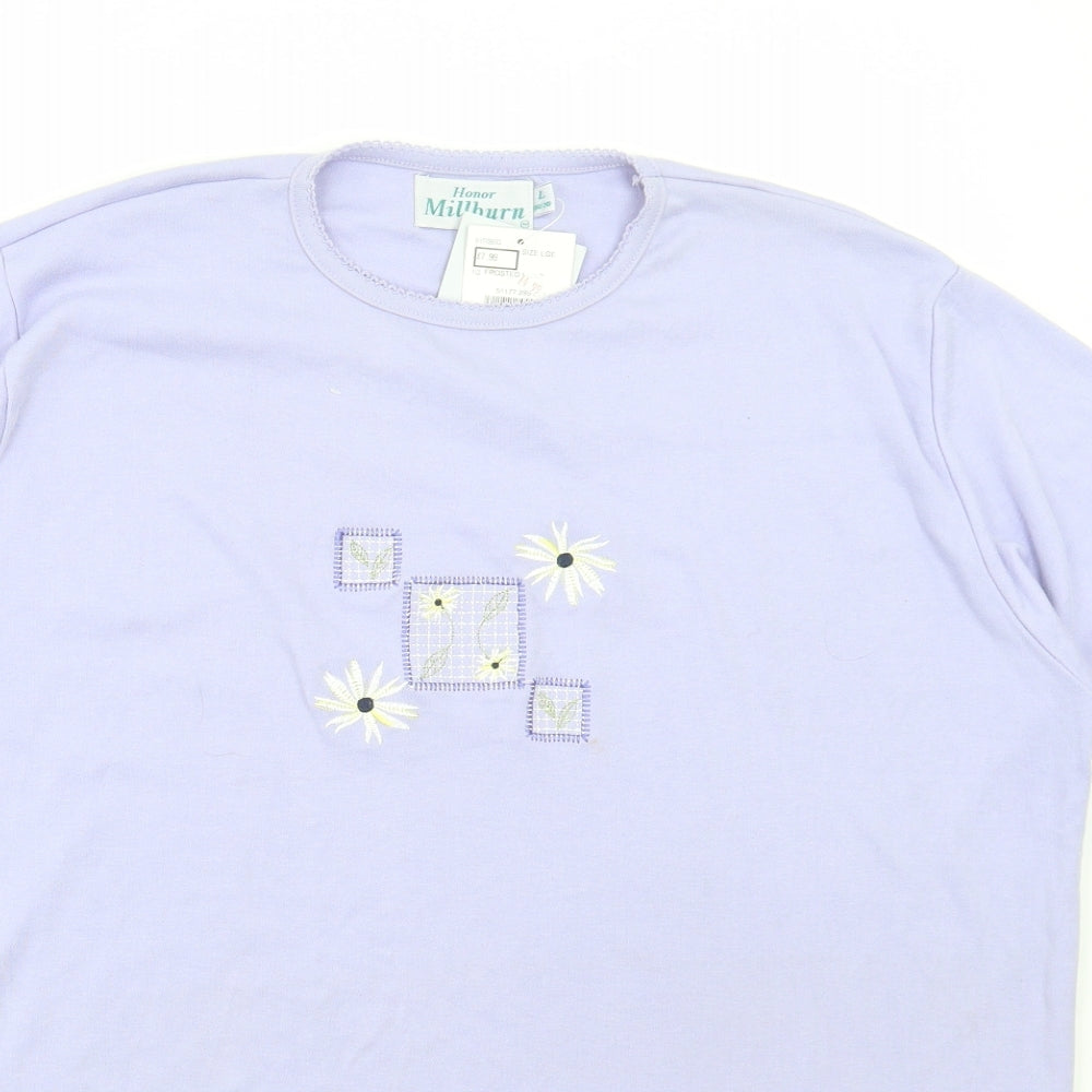 Honor Millburn Womens Purple Cotton Basic T-Shirt Size L Round Neck
