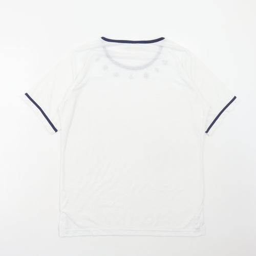 Anne De Lancay Womens White Polyester Basic T-Shirt Size M Round Neck - Marine