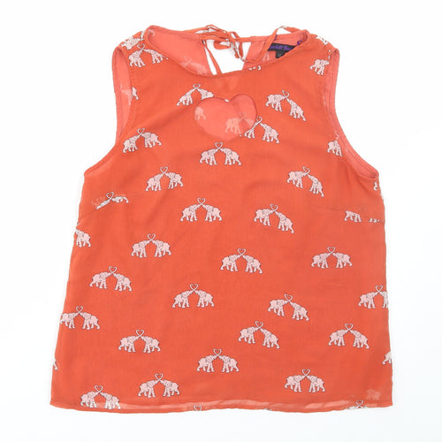 Sugarhill Boutique Womens Red Geometric Polyester Basic Blouse Size M Round Neck - Elephant Print