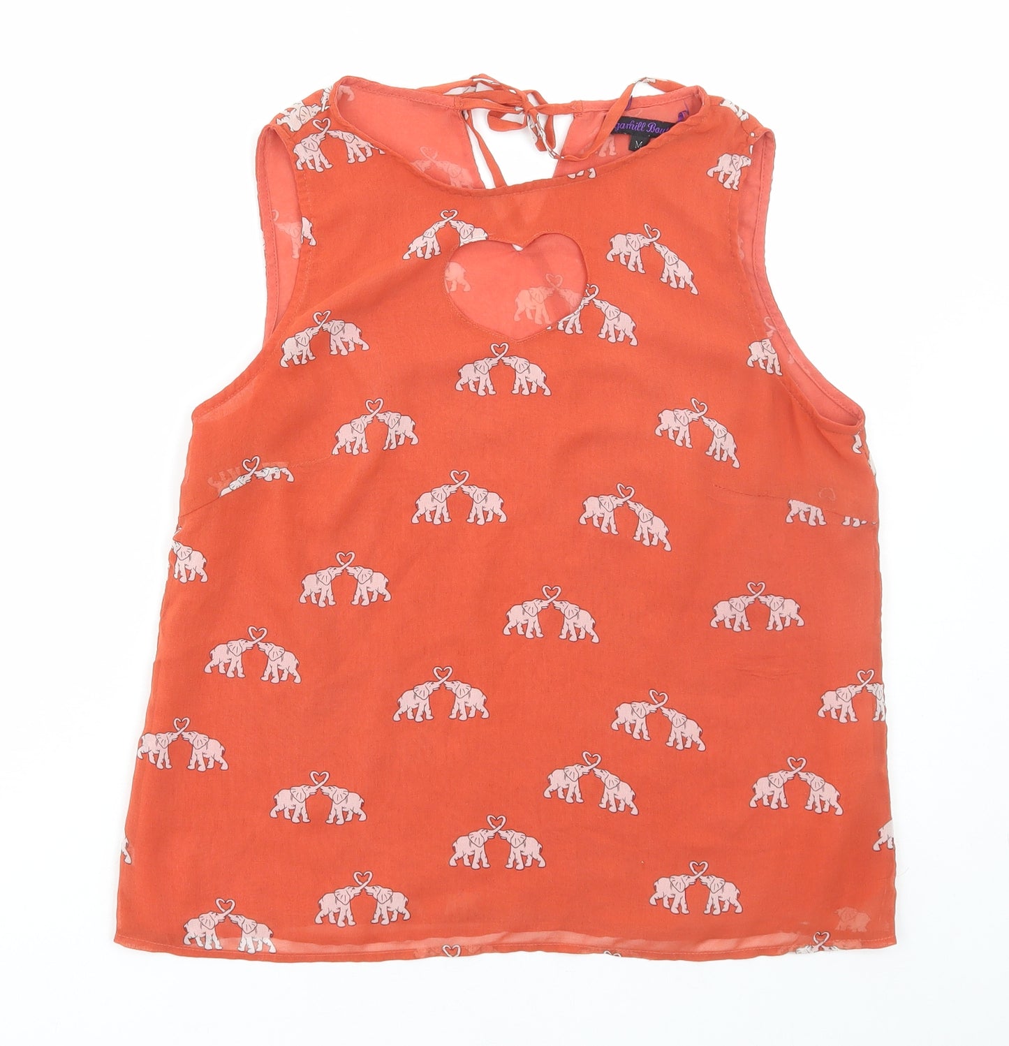 Sugarhill Boutique Womens Red Geometric Polyester Basic Blouse Size M Round Neck - Elephant Print
