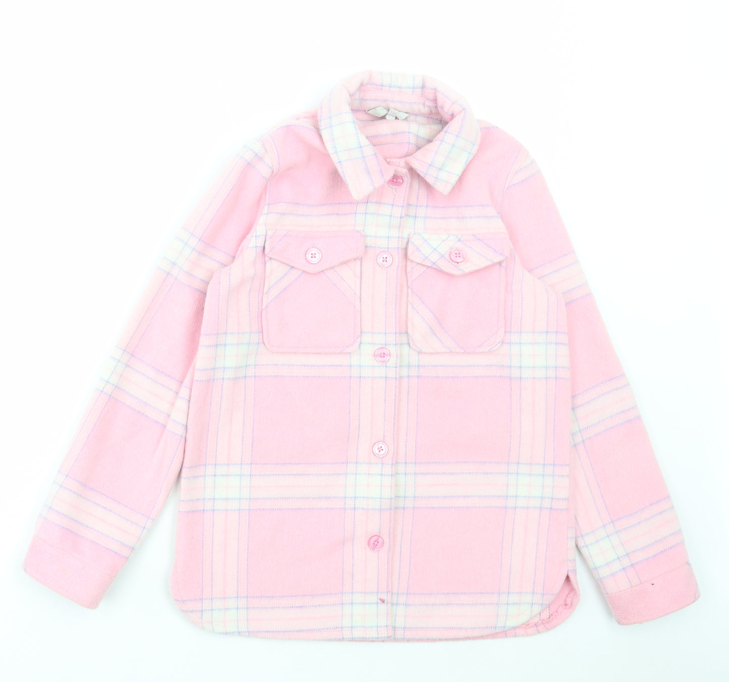 Miss E-vie Girls Pink Plaid Jacket Size 10-11 Years Button