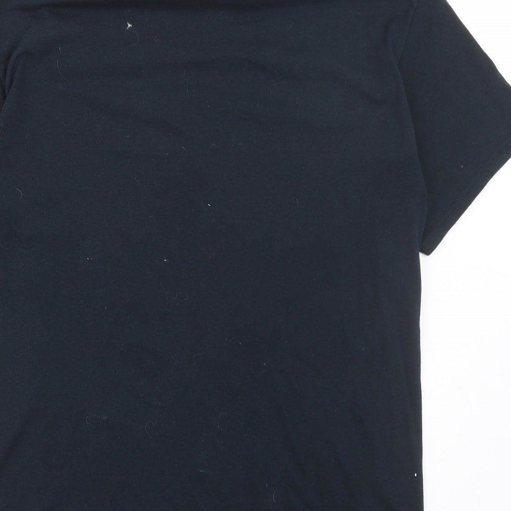 Miss Selfridge Womens Black Polyester Basic T-Shirt Size M V-Neck - Free, Lace detail
