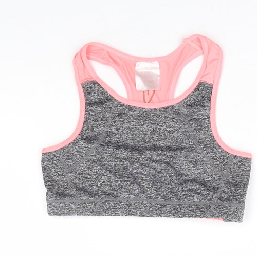 Active Fit Girls Grey Polyester Cropped Tank Size 8-9 Years Round Neck Pullover - Sports Bra