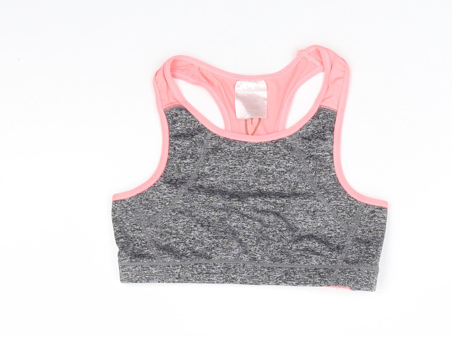 Active Fit Girls Grey Polyester Cropped Tank Size 8-9 Years Round Neck Pullover - Sports Bra