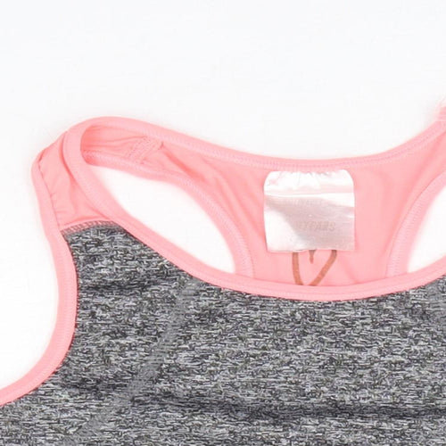 Active Fit Girls Grey Polyester Cropped Tank Size 8-9 Years Round Neck Pullover - Sports Bra