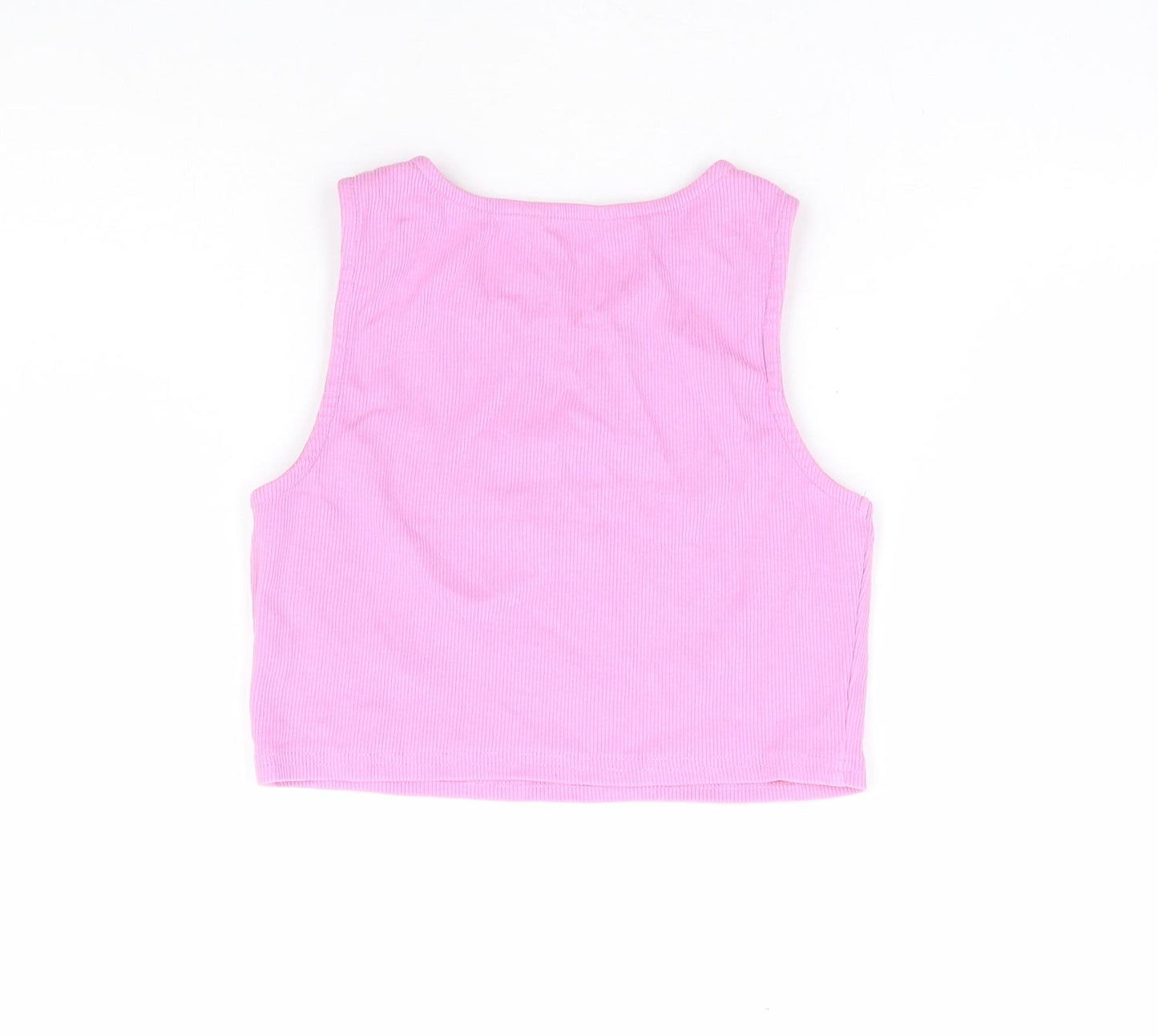 Primark Girls Pink Cotton Cropped Tank Size 10-11 Years Round Neck Pullover - Ribbed, NYC 1968