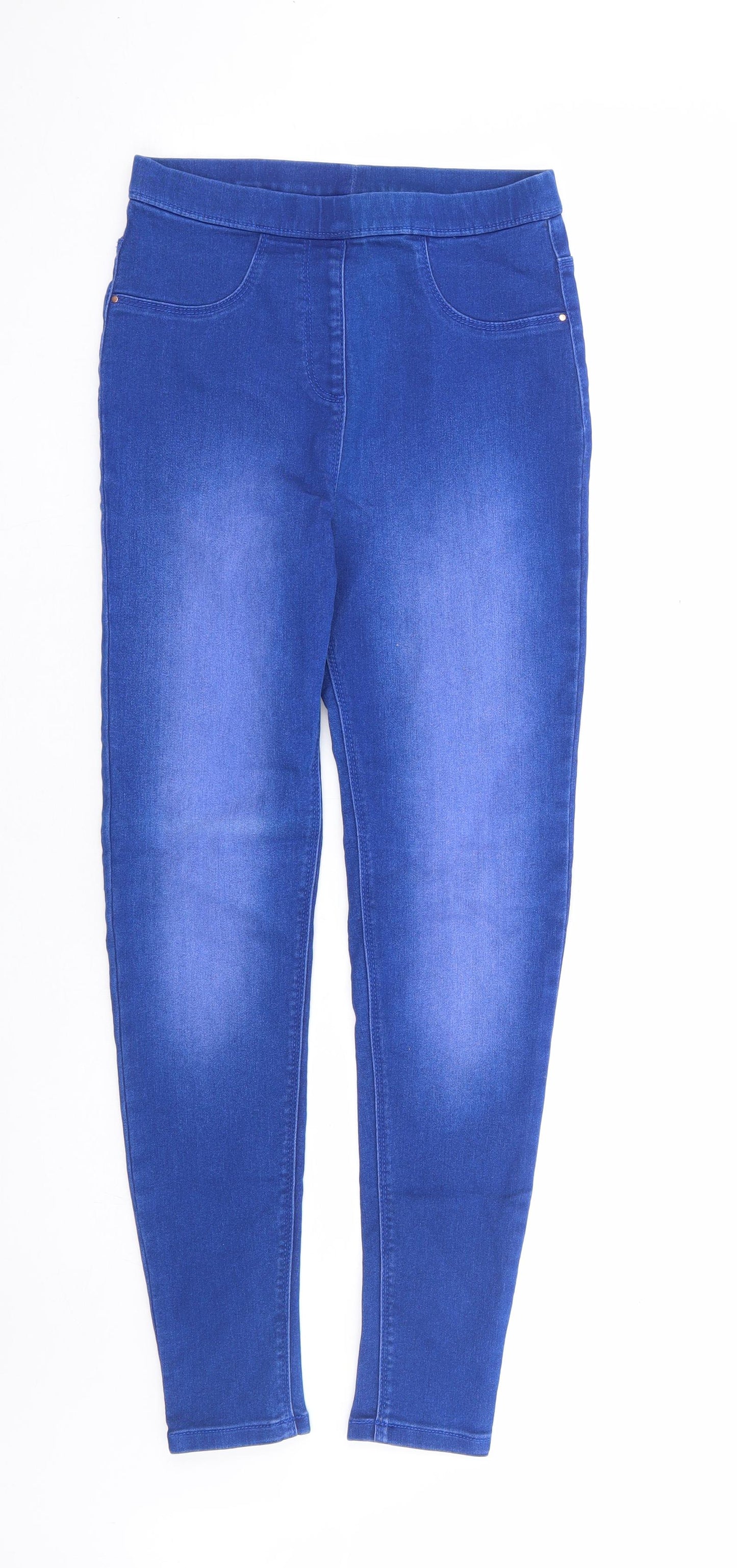 George Girls Blue Cotton Jegging Jeans Size 12-13 Years Regular Pullover