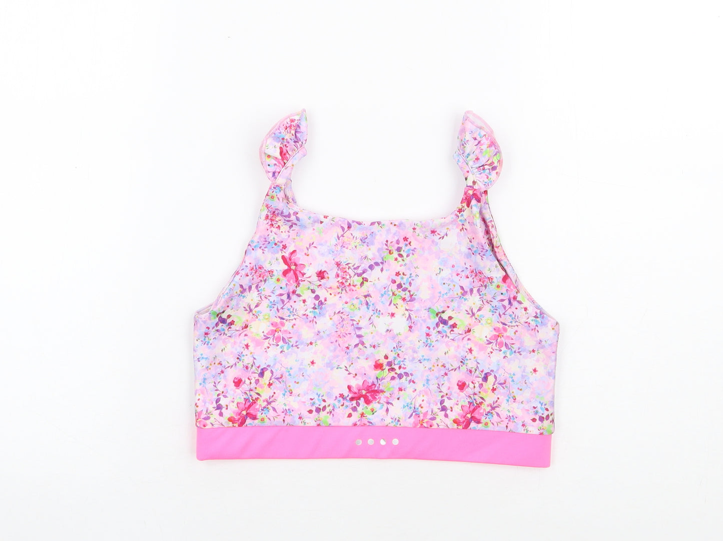 Matalan Girls Pink Floral Polyester Cropped Tank Size 12-13 Years Round Neck Pullover
