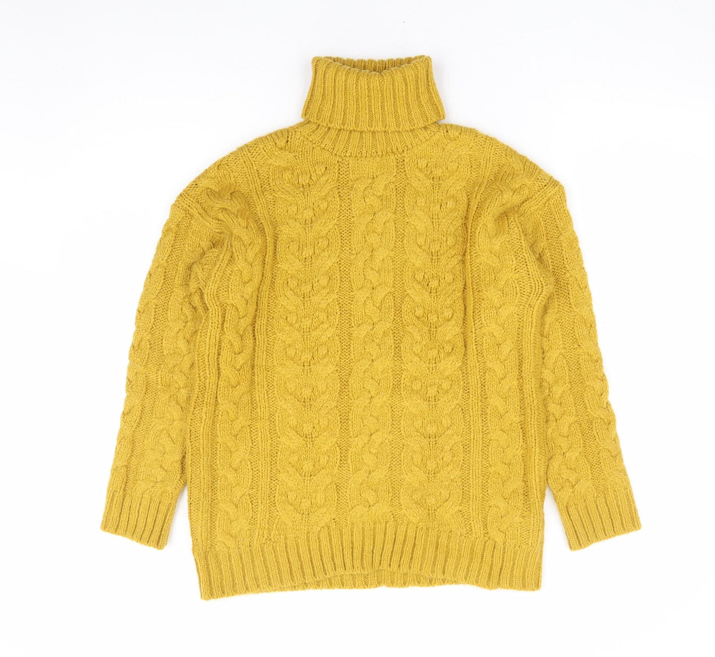 Zara Girls Yellow Roll Neck Acrylic Pullover Jumper Size 13-14 Years Pullover