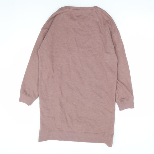 NEXT Girls Brown Cotton Jumper Dress Size 10 Years Round Neck Pullover - Unicorn Always Believe
