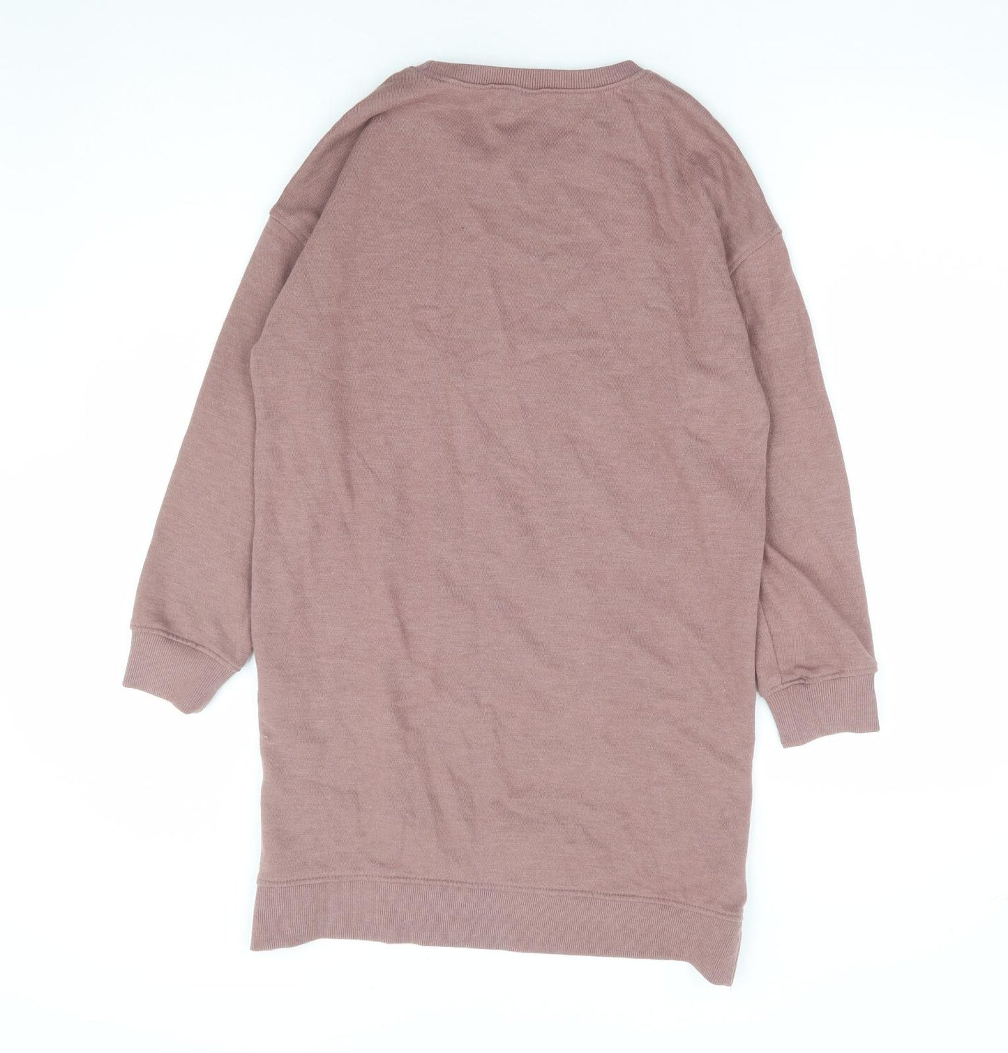 NEXT Girls Brown Cotton Jumper Dress Size 10 Years Round Neck Pullover - Unicorn Always Believe