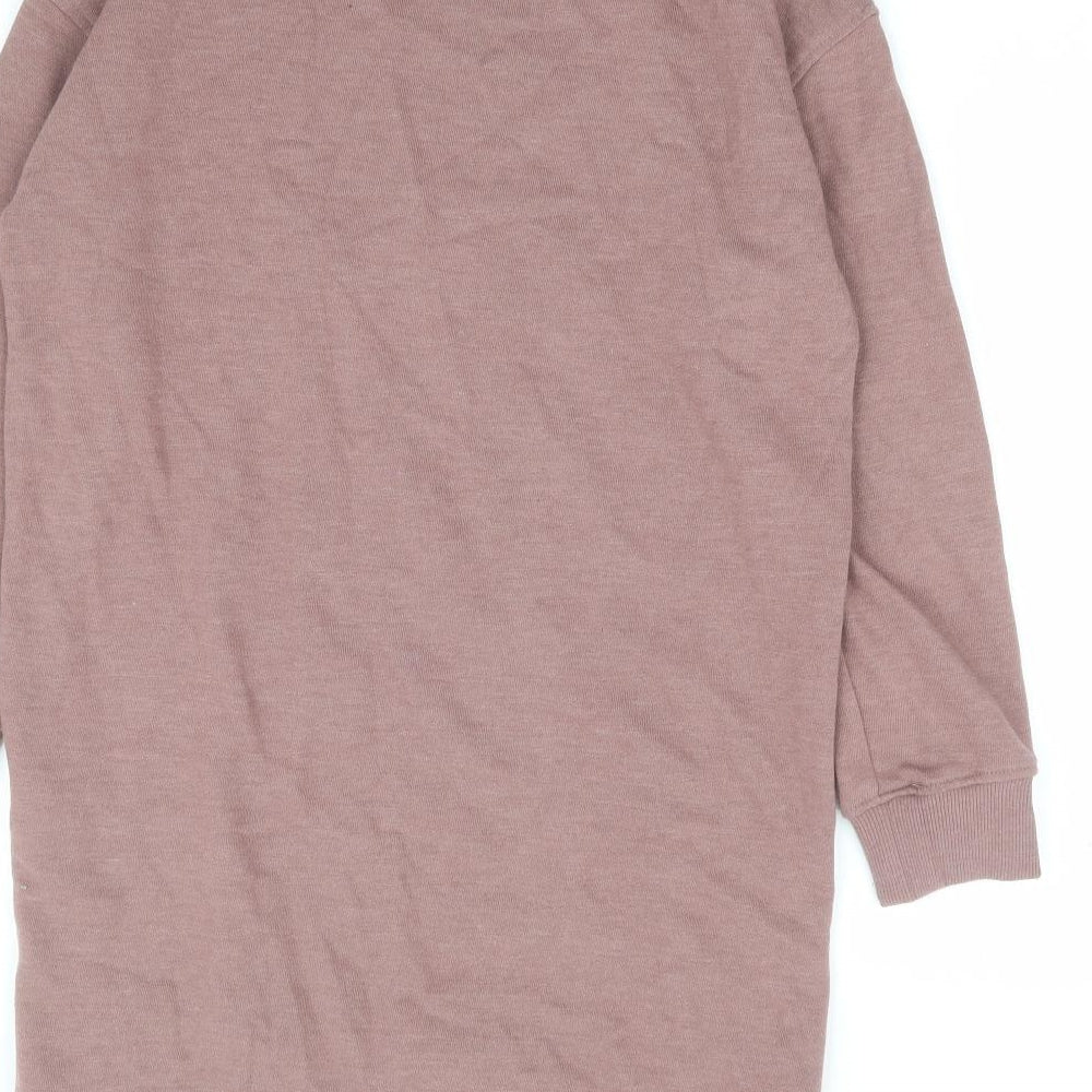 NEXT Girls Brown Cotton Jumper Dress Size 10 Years Round Neck Pullover - Unicorn Always Believe