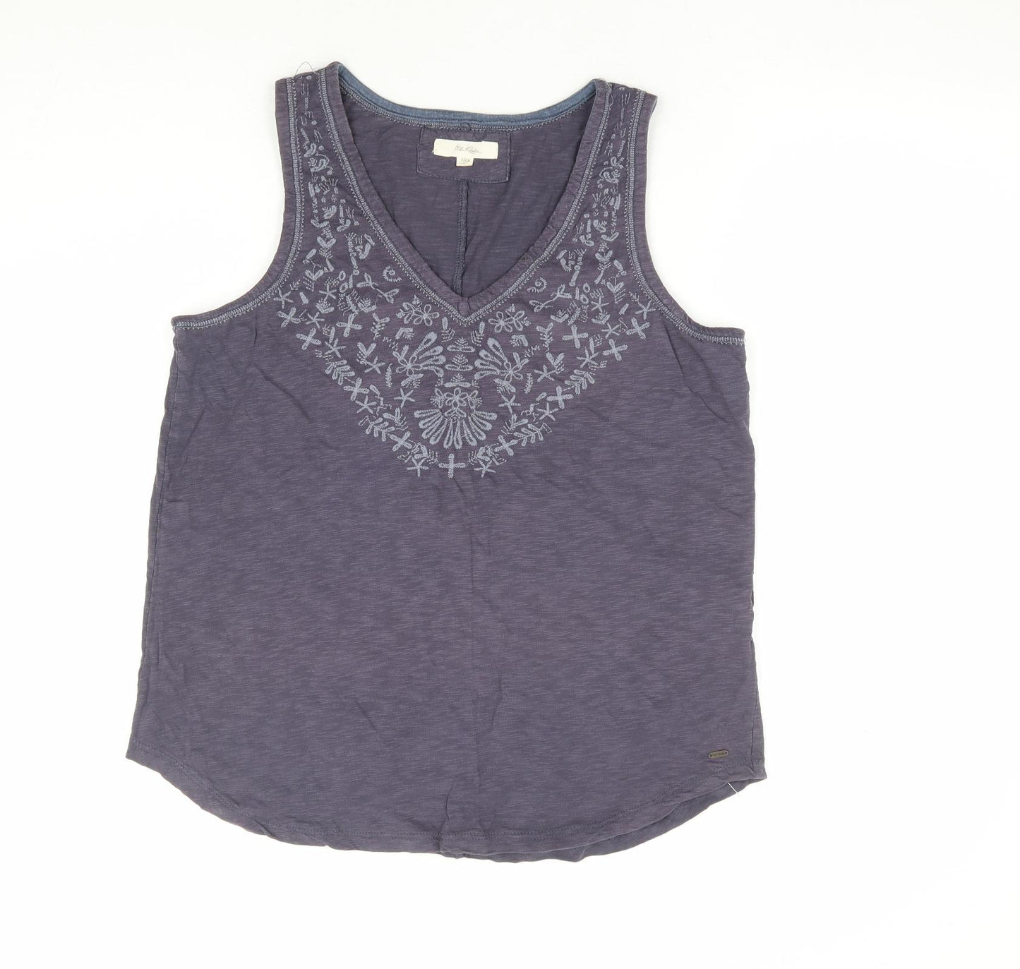 Old Khaki Womens Grey Floral 100% Cotton Basic Tank Size 14 V-Neck