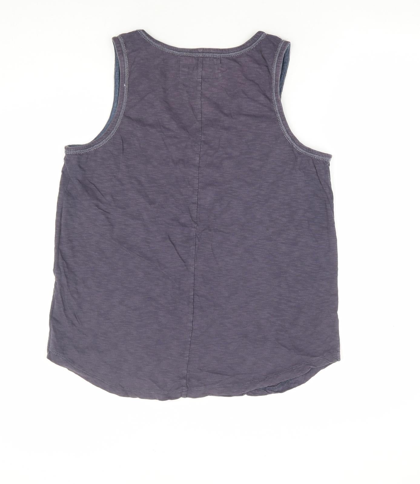 Old Khaki Womens Grey Floral 100% Cotton Basic Tank Size 14 V-Neck