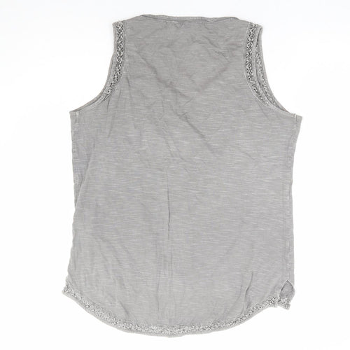 Fat Face Womens Grey Cotton Basic Tank Size 14 V-Neck