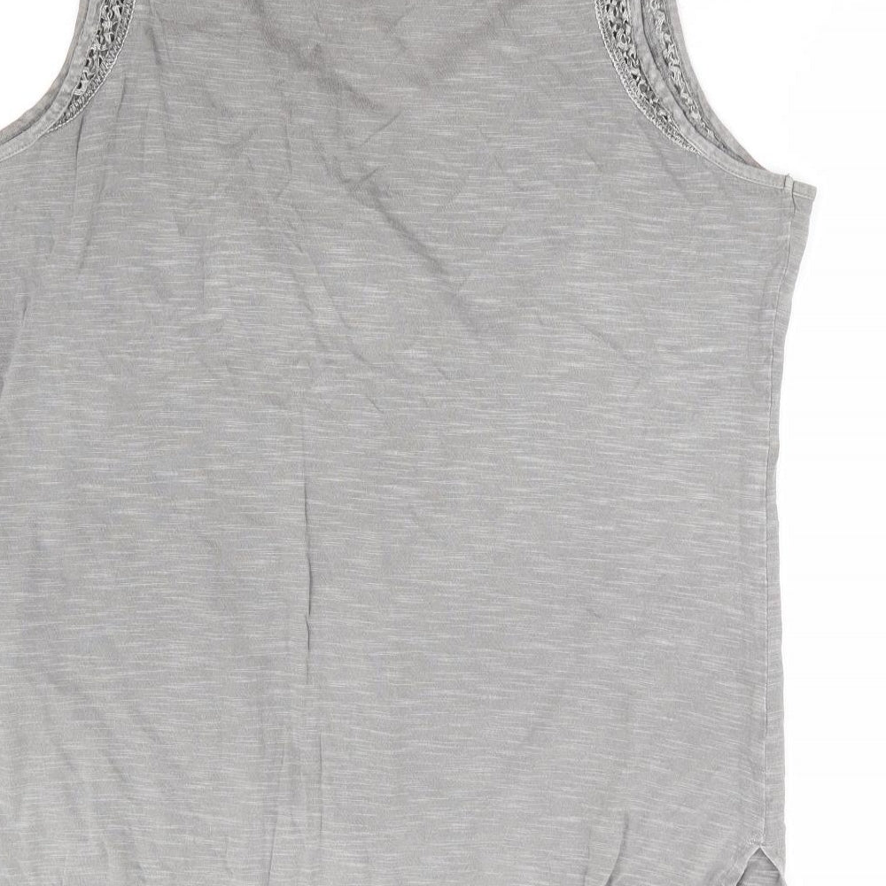 Fat Face Womens Grey Cotton Basic Tank Size 14 V-Neck