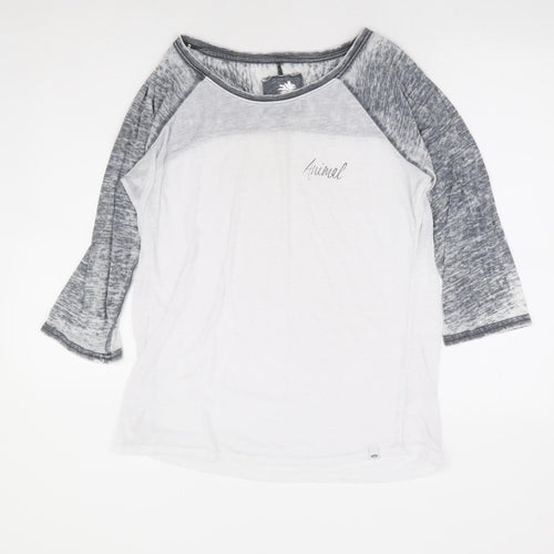 Animal Womens White Polyester Jersey T-Shirt Size 12 Round Neck