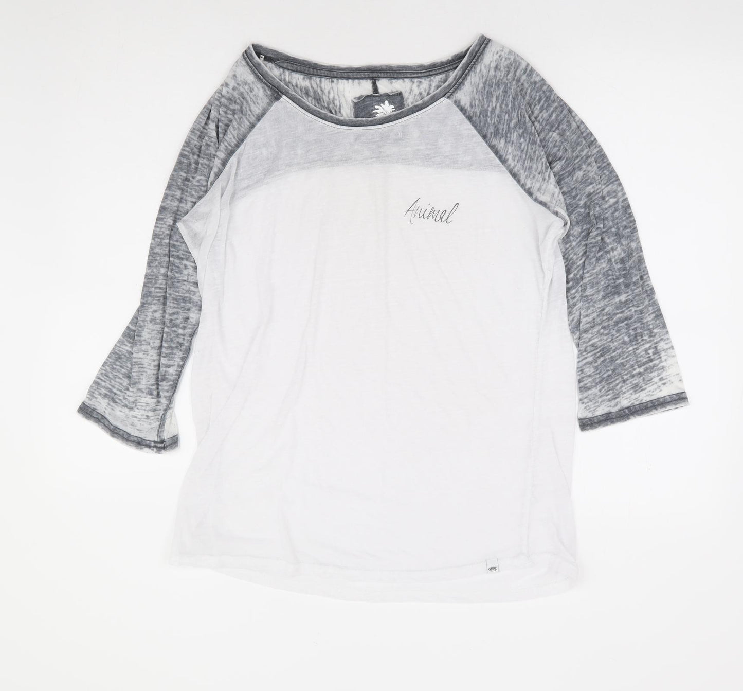 Animal Womens White Polyester Jersey T-Shirt Size 12 Round Neck