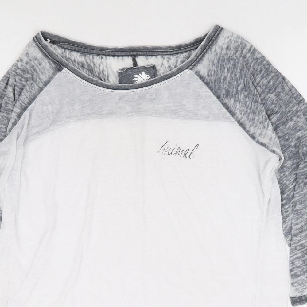 Animal Womens White Polyester Jersey T-Shirt Size 12 Round Neck