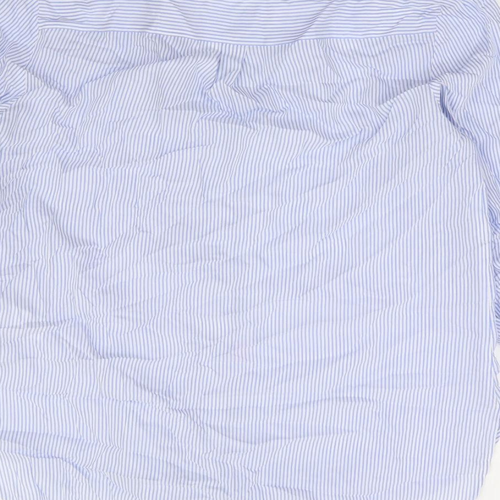 NEXT Womens Blue Striped Viscose Basic Button-Up Size 14 Collared