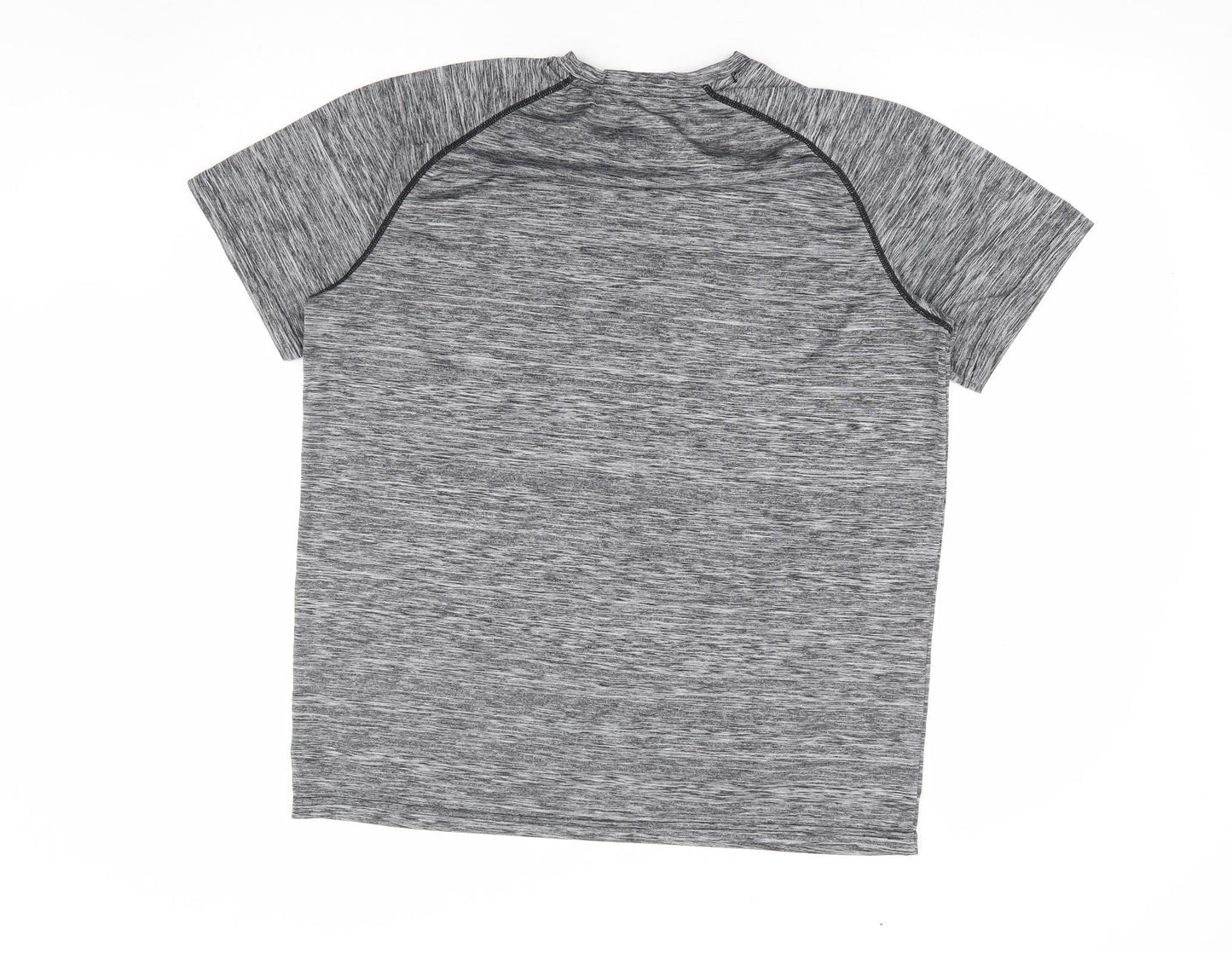 Preworn Womens Grey Polyester Basic T-Shirt Size L Round Neck Pullover