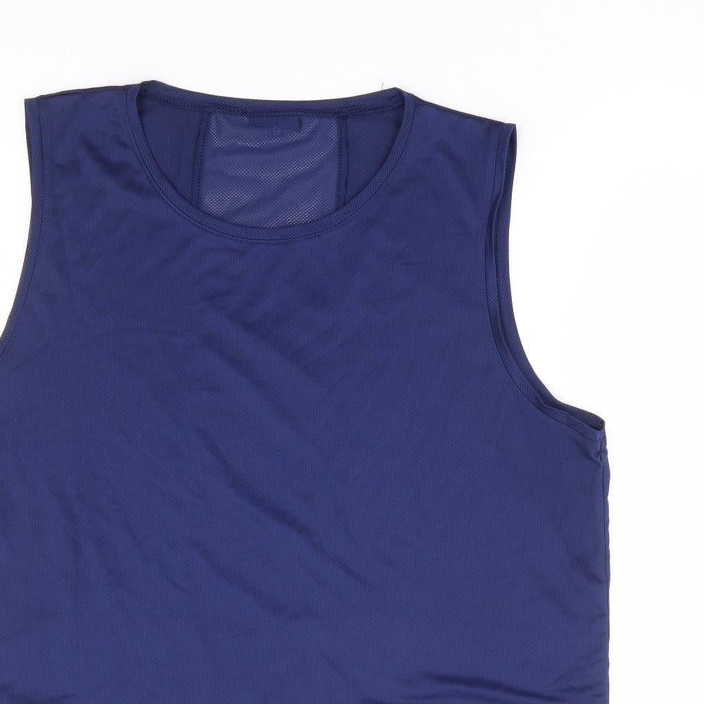 DOMYOS Womens Blue Polyester Basic Tank Size L Round Neck Pullover