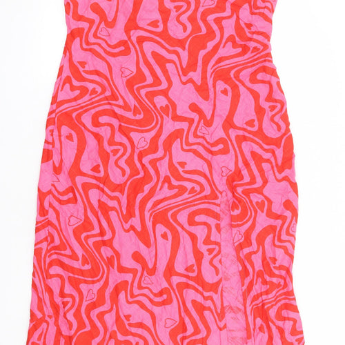 ASOS Womens Pink Geometric Viscose A-Line Size 14 Square Neck Pullover - Heart