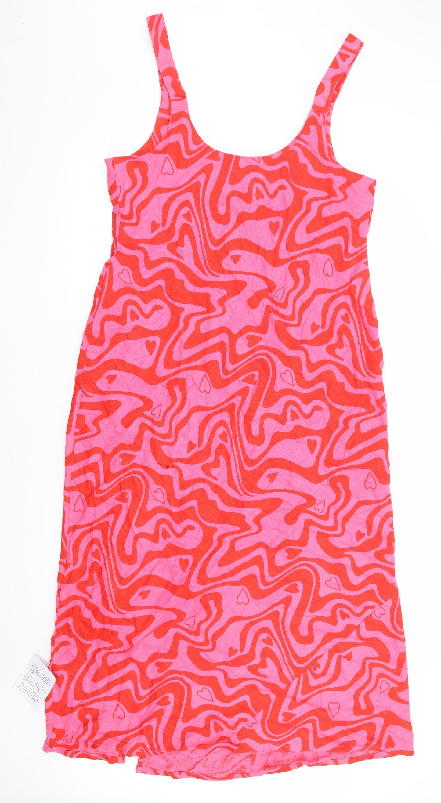 ASOS Womens Pink Geometric Viscose A-Line Size 14 Square Neck Pullover - Heart