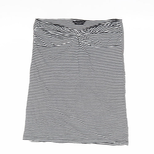 Dorothy Perkins Womens Black Striped 100% Cotton Basic Tank Size 14 Off the Shoulder - Ruched Bandeau
