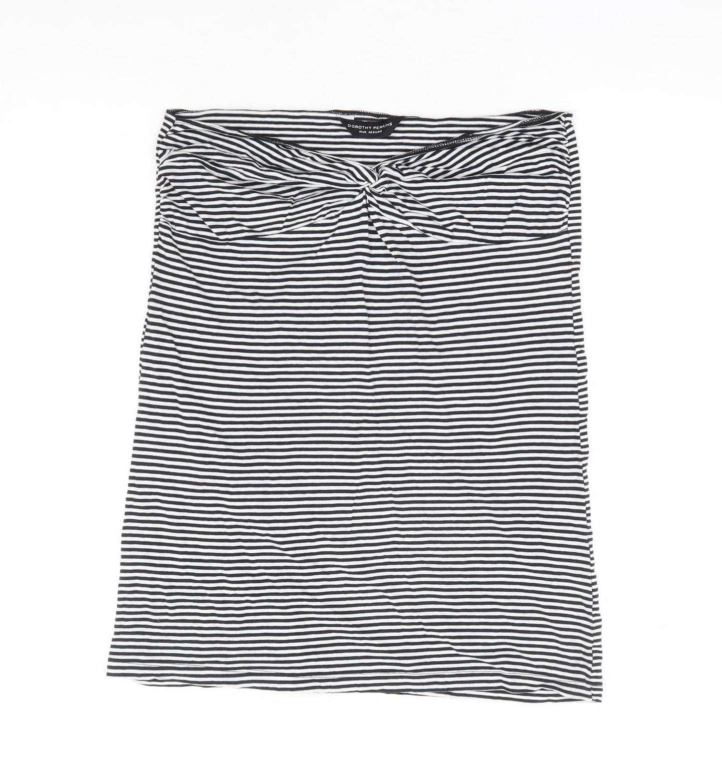 Dorothy Perkins Womens Black Striped 100% Cotton Basic Tank Size 14 Off the Shoulder - Ruched Bandeau