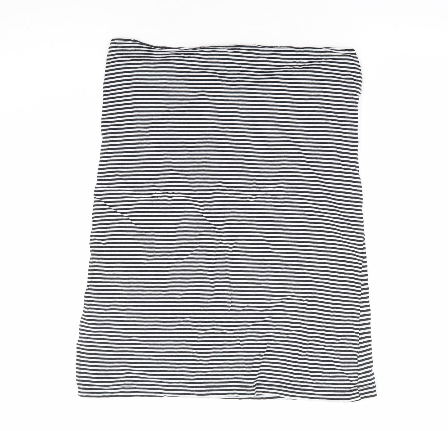 Dorothy Perkins Womens Black Striped 100% Cotton Basic Tank Size 14 Off the Shoulder - Ruched Bandeau