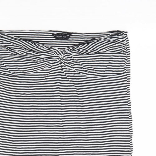 Dorothy Perkins Womens Black Striped 100% Cotton Basic Tank Size 14 Off the Shoulder - Ruched Bandeau