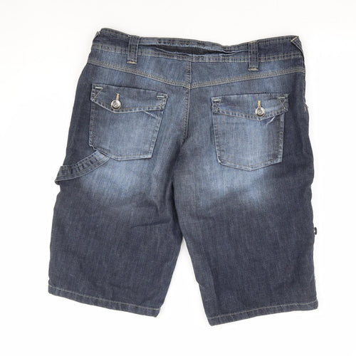 Primark Womens Blue Cotton Bermuda Shorts Size 14 L14 in Regular Zip