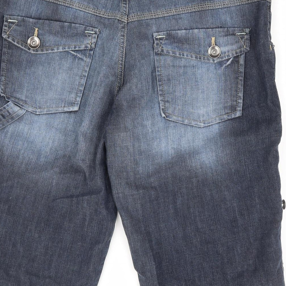 Primark Womens Blue Cotton Bermuda Shorts Size 14 L14 in Regular Zip