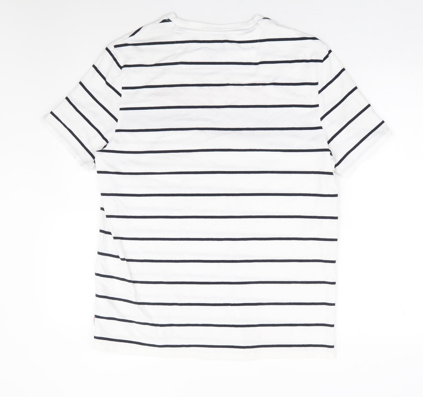 GUESS Mens White Striped Cotton T-Shirt Size S Round Neck