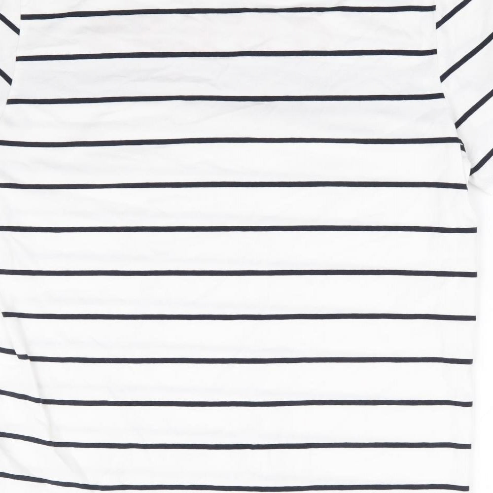 GUESS Mens White Striped Cotton T-Shirt Size S Round Neck