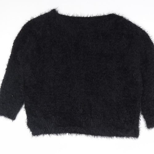 F&F Womens Black Round Neck Polyester Pullover Jumper Size 20
