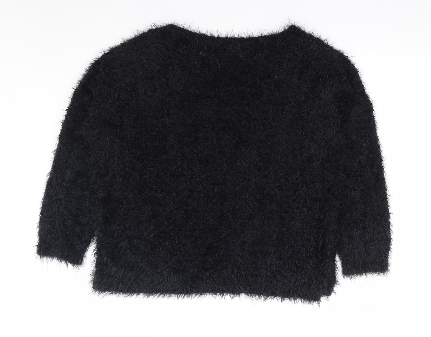 F&F Womens Black Round Neck Polyester Pullover Jumper Size 20