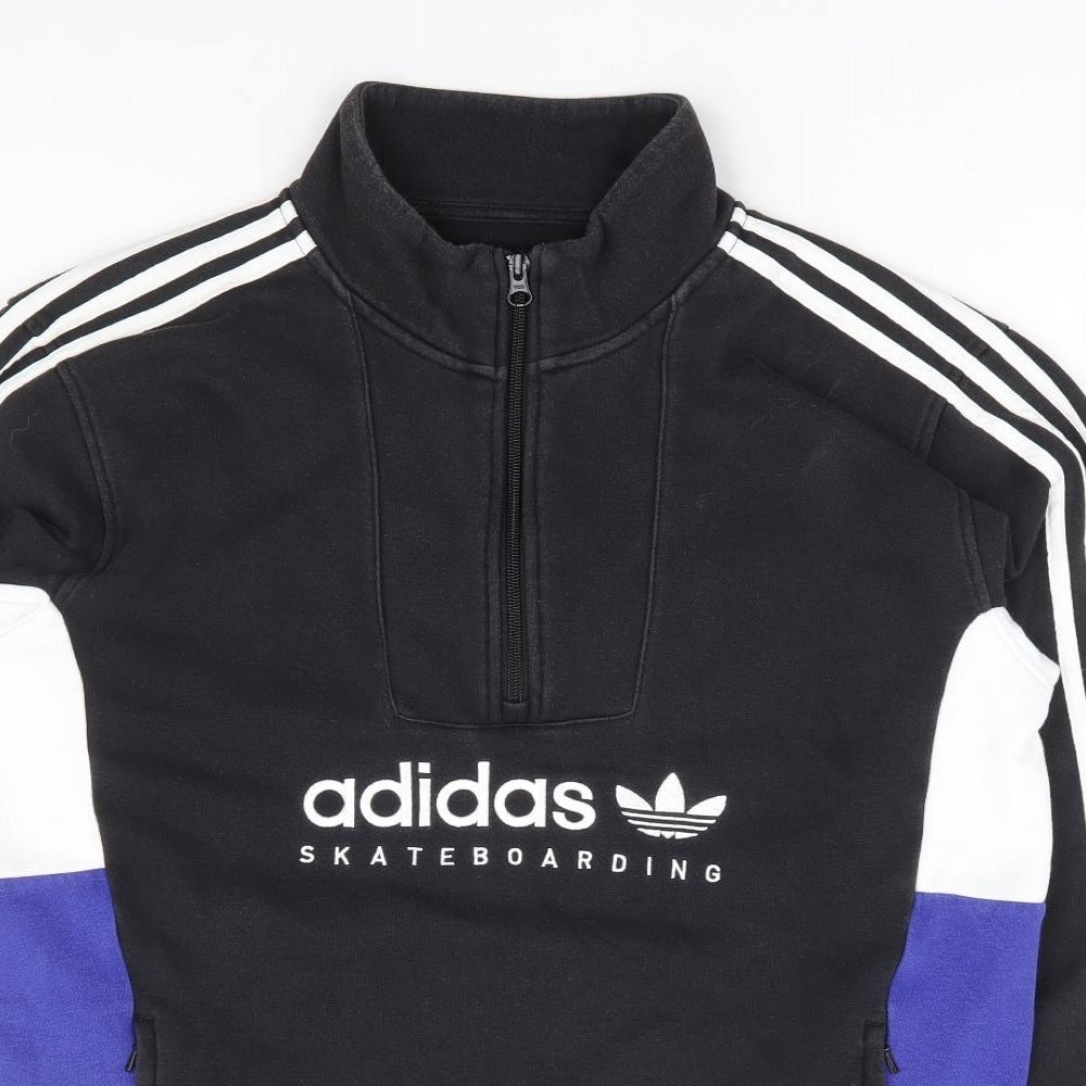 adidas Mens Black Cotton Pullover Sweatshirt Size S