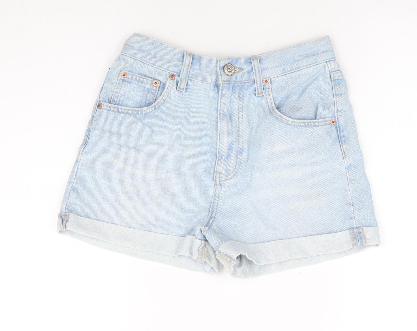Urban Outfitters Womens Blue Cotton Mom Shorts Size 26 in L4 in Regular Zip
