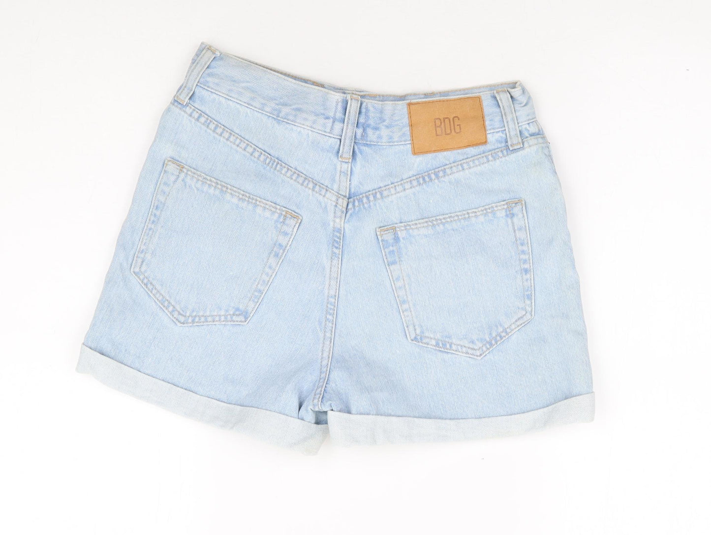 Urban Outfitters Womens Blue Cotton Mom Shorts Size 26 in L4 in Regular Zip